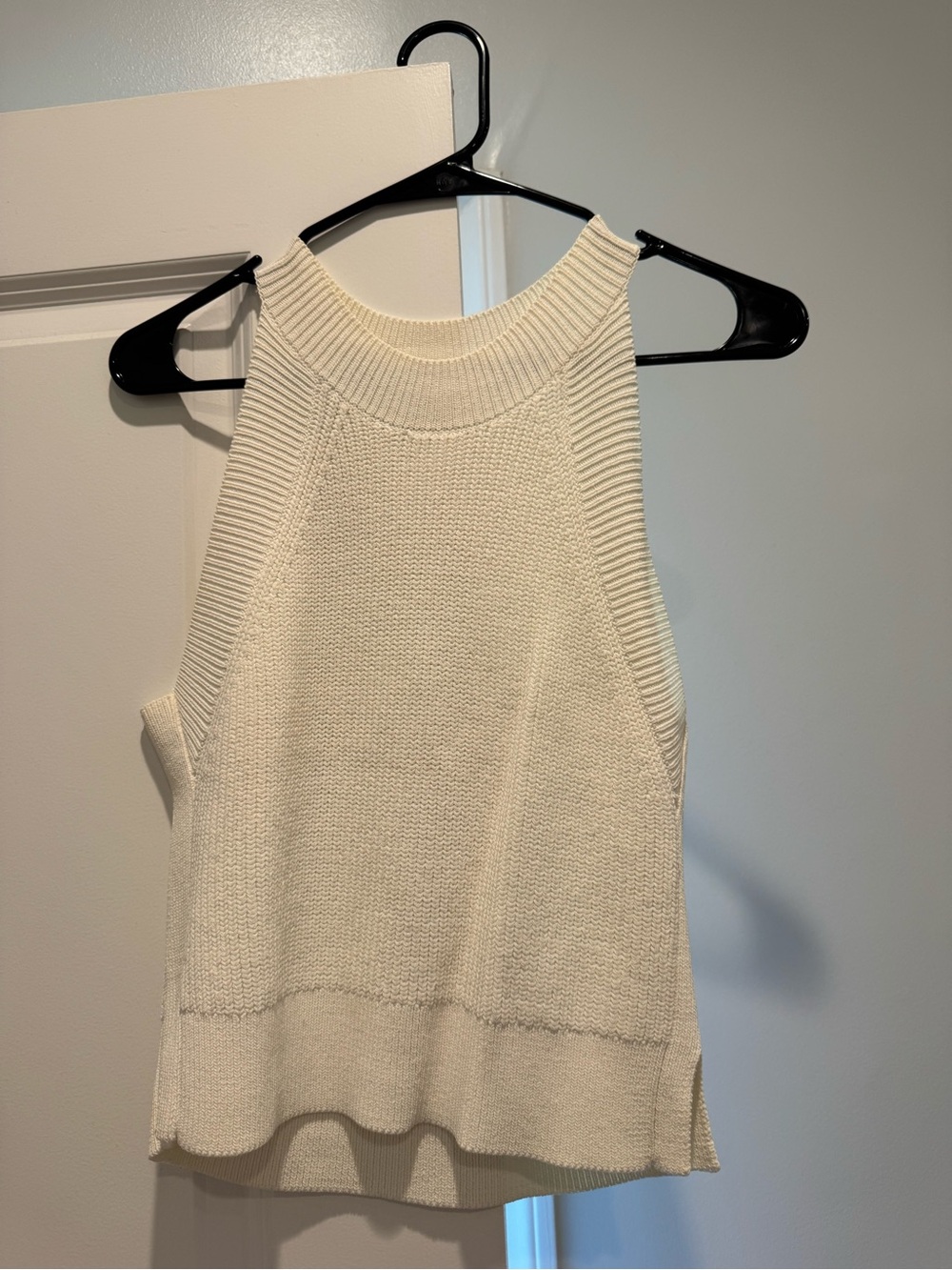 Wilfred Cream Ribbed Knit Halter Tank Top